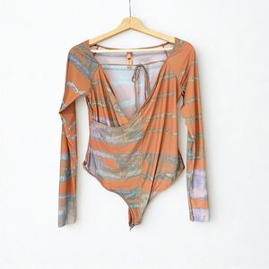 🍊 SKIMS Rare Jelly Sheer Off-Shoulder Tie Bodysuit – 2X (Fits Like XL)